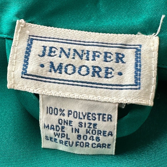 Vintage Jennifer Moore Satin Emerald Green Kimono Topper Robe, One Size - Picture 10 of 14